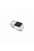 D 391 SOLID SILVER RING WITH ONYX